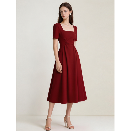紅色連衣裙女法式赫本風高級訂婚禮服日常可穿小紅裙敬酒服春秋夏