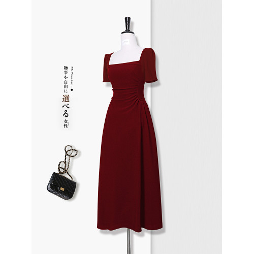 紅色連衣裙女法式赫本風高級訂婚禮服日常可穿小紅裙敬酒服春秋夏