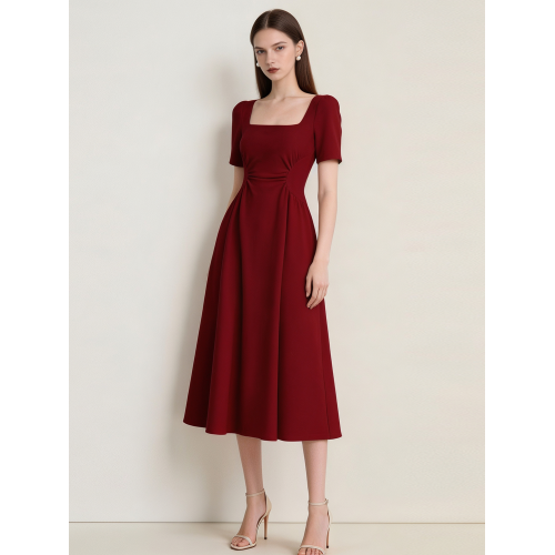 紅色連衣裙女法式赫本風高級訂婚禮服日常可穿小紅裙敬酒服春秋夏