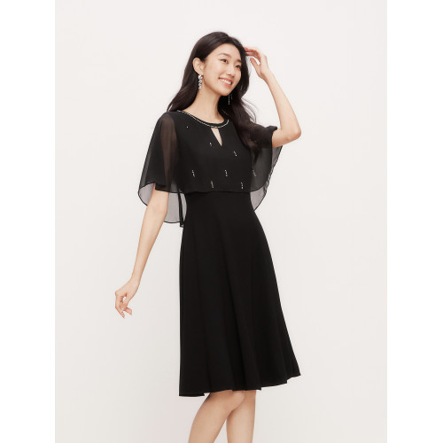 【玫瑰裙】珂萊蒂爾2025夏季新款優雅氣質V領三醋酸連衣裙女裙子