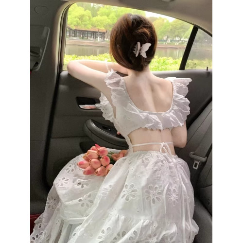 法式氣質高級感仙女吊帶連衣裙女2025年夏季海邊度假風沙灘長裙子