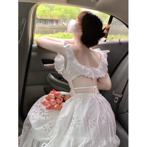 法式氣質高級感仙女吊帶連衣裙女2025年夏季海邊度假風沙灘長裙子