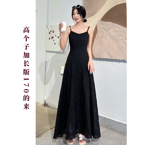高個子加長版白色吊帶裙小衆不撞款連衣裙女夏季長裙到腳踝超長款