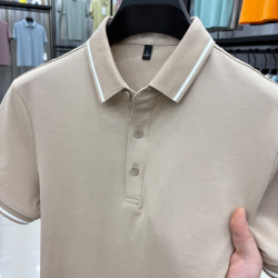 7A抗菌除蟎絲光棉純色短袖男T恤2025夏翻領男短袖中年短袖POLO衫