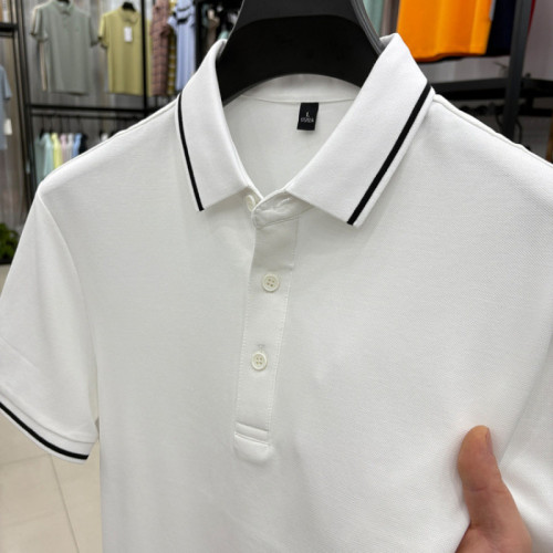 7A抗菌除蟎絲光棉純色短袖男T恤2025夏翻領男短袖中年短袖POLO衫