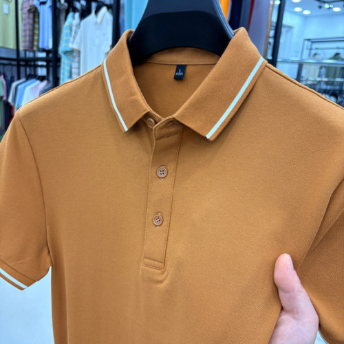 7A抗菌除蟎絲光棉純色短袖男T恤2025夏翻領男短袖中年短袖POLO衫