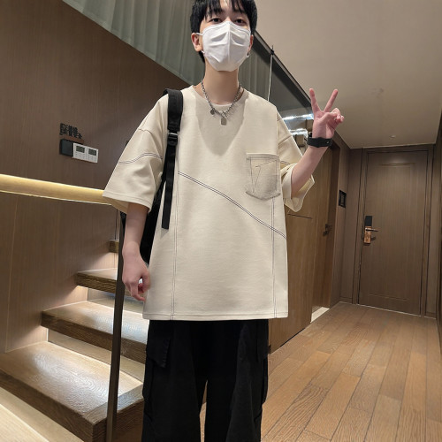 新款短袖男t恤男休閒潮牌夏季純棉學生男士夏季運動時尚百搭男生
