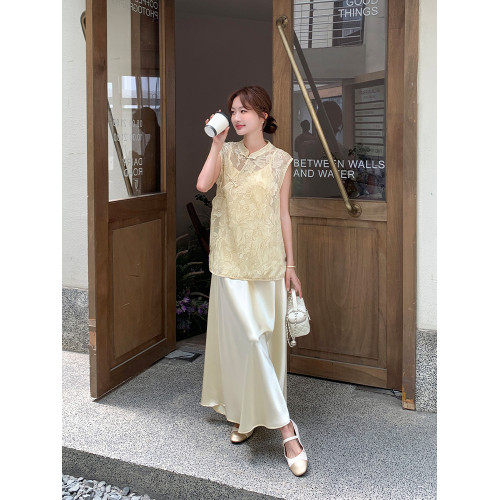 提花新中式國風馬甲連衣裙套裝2025新款女夏爆款高級感千金兩件套
