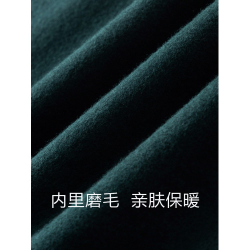 墨綠色半高領短袖男T恤秋冬季加厚純棉保暖上衣中領半袖體恤潮流