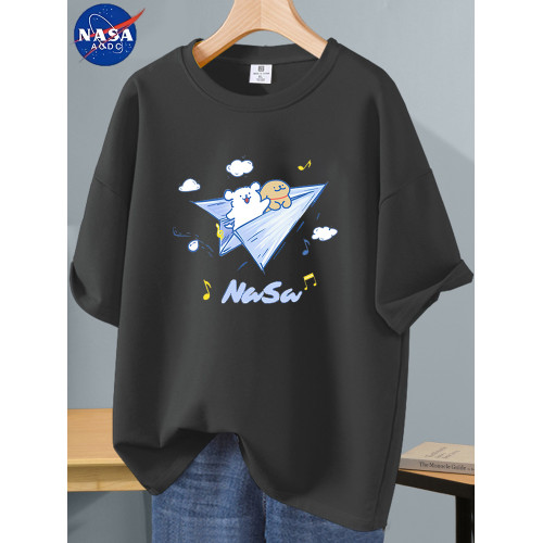 NASA聯名潮牌男士純棉短袖男t恤夏季2025新款寬松學生青少年體恤T