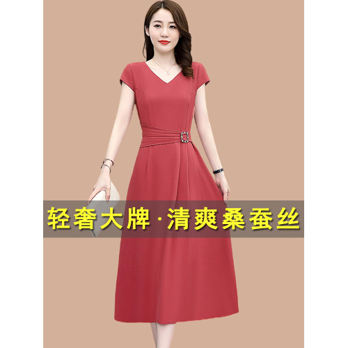 杭州大牌真絲連衣裙女夏2025新款十三行女裝上流社會氣質收腰減齡