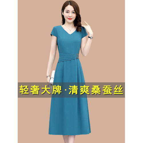 杭州大牌真絲連衣裙女夏2025新款十三行女裝上流社會氣質收腰減齡