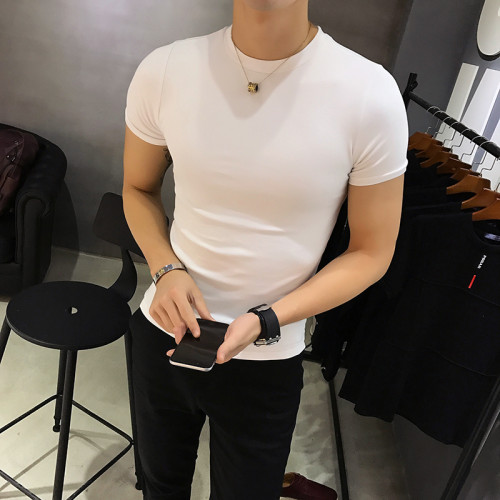 工作摸魚趣味短袖男t恤可愛貓咪國潮港風運動全棉圓領5分袖針織T