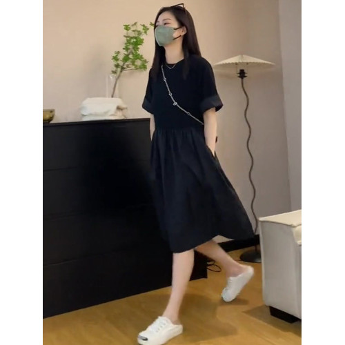 XZOXZO夏季新款茶歇寬松顯瘦小個子赫本風黑色連衣裙女小衆設計感