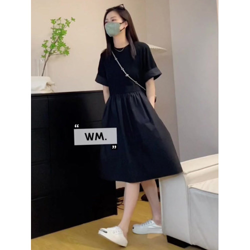 XZOXZO夏季新款茶歇寬松顯瘦小個子赫本風黑色連衣裙女小衆設計感