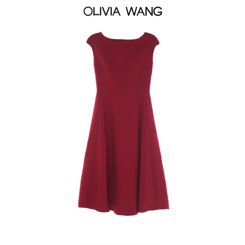 OLIVIA WANG“女神裙”法式顯瘦氣質禮服裙子日常醋酸白色連衣裙