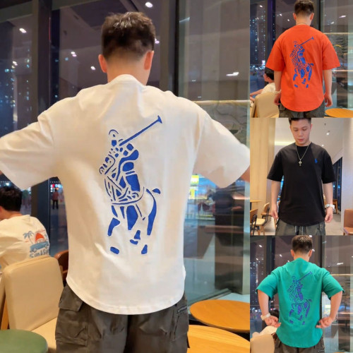探戈服飾【貼布綉戰馬t恤】25夏季短袖美式潮流百搭重工刺綉男t恤