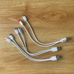 一拖二USB短線安卓type-c二合一適用蘋果行動電源快充電線
