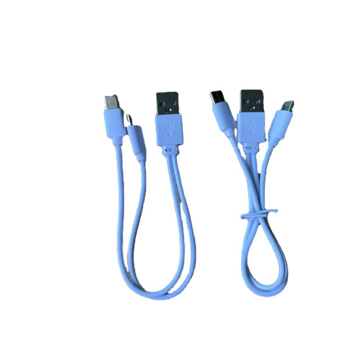 一拖二USB短線安卓type-c二合一適用蘋果行動電源快充電線