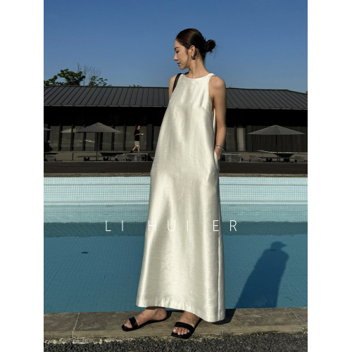 LiHuiEr李慧兒【簡霧】白色無袖連衣裙女夏法式輕奢高級感背心裙