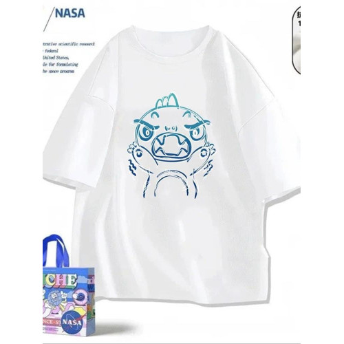 NASA聯名美式復古小怪獸純棉短袖男t恤夏季ins學生寬松男生上衣潮