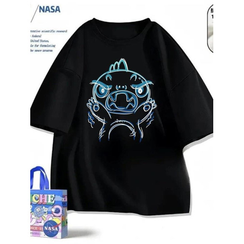 NASA聯名美式復古小怪獸純棉短袖男t恤夏季ins學生寬松男生上衣潮