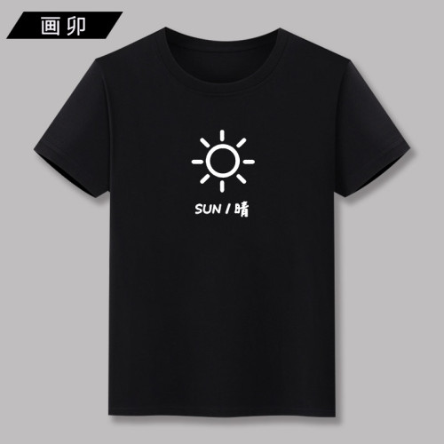 夏季新款創意天氣預報印花短袖男T恤日系情侶學生潮流圓領打底衫