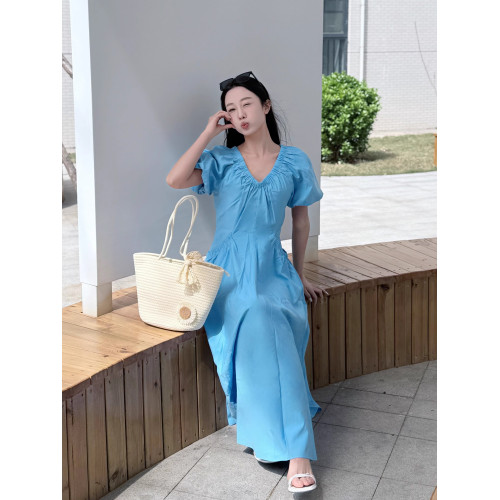 杭州真絲碎花中長款連衣裙女夏新款收腰減齡小個子桑蠶絲一片裙子