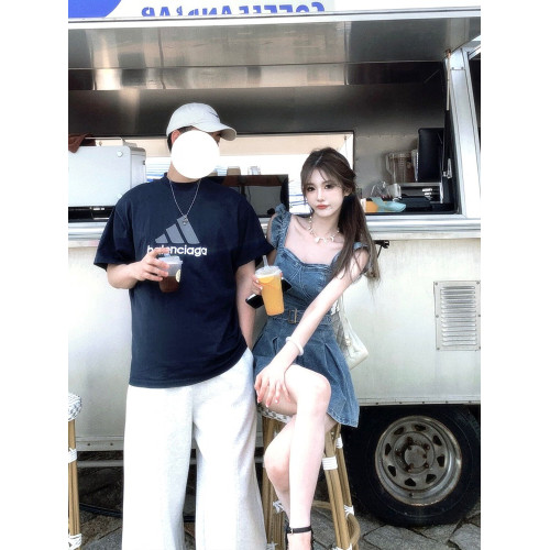 牛仔藍色吊帶連衣裙女法式收腰顯瘦復古小個子設計感小衆短裙夏季