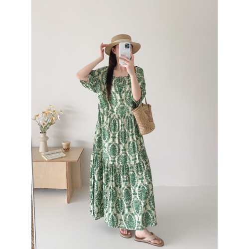 人造棉連衣裙時尚寬松大碼女裝夏季新款防曬外穿棉綢裙子垂感遮肉