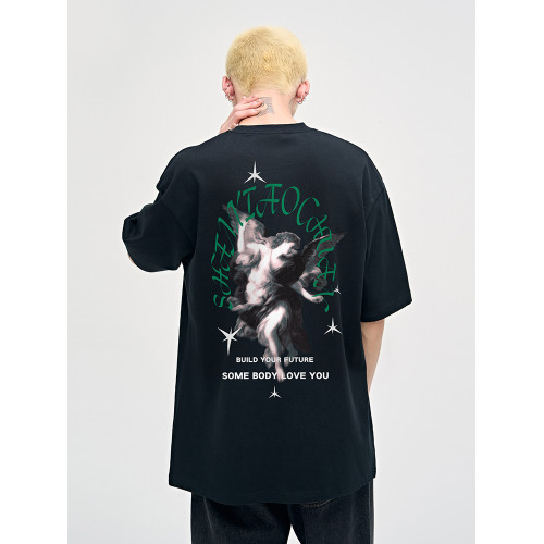 山小川潮牌夏季美式印花上衣短袖男t恤純棉潮流男生體恤情侶裝