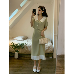 趙昭儀同款 LAFREEDOM法式印花連衣裙女甜美荷葉邊泡泡袖公主裙