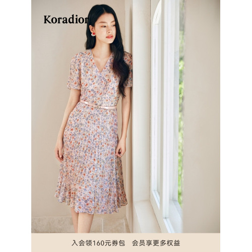 【花韻夢境】珂萊蒂爾裝夏季通勤法式碎花氣質獨特收腰連衣裙女