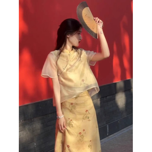 歐洲站2025夏季新款新中式旗袍改良年輕款少女國風連衣裙兩件套裝