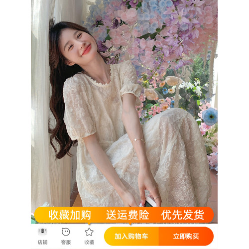 茶歇法式白色蕾絲連衣裙套裝女夏2025新款氣質溫柔慵懶松弛感裙子
