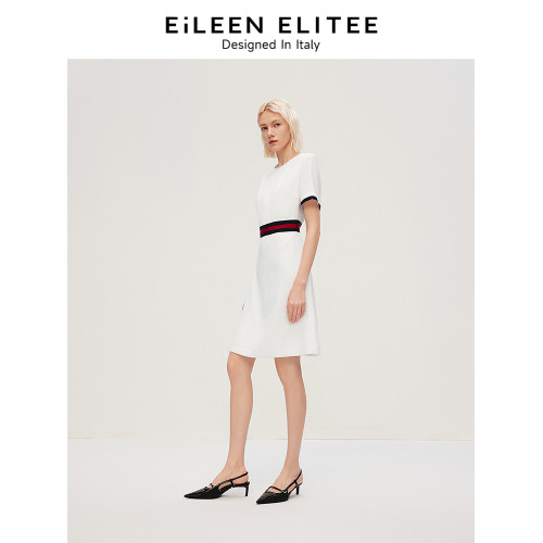 朗姿歐洲EiLEEN ELITEE高級感氣質裙子2024新款連衣裙夏季小白裙