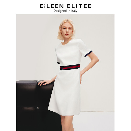 朗姿歐洲EiLEEN ELITEE高級感氣質裙子2024新款連衣裙夏季小白裙
