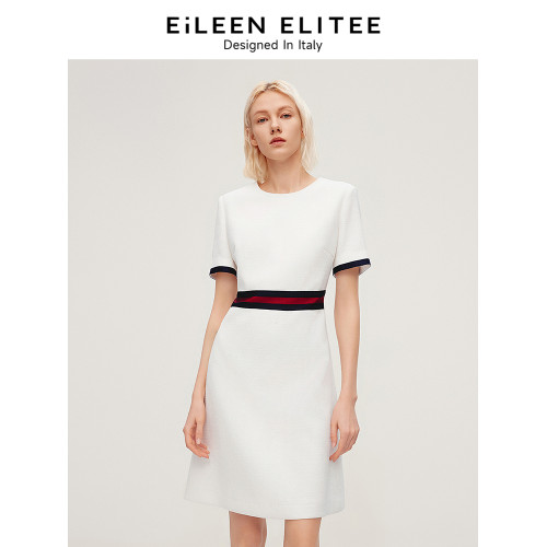 朗姿歐洲EiLEEN ELITEE高級感氣質裙子2024新款連衣裙夏季小白裙