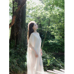 三吋時光4357度假風水墨碎花吊帶裙法式復古連衣裙寬鬆背心長裙