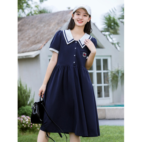 少女連衣裙夏裝2025新款學院風初高中學生洋氣寬松polo裙夏季大童