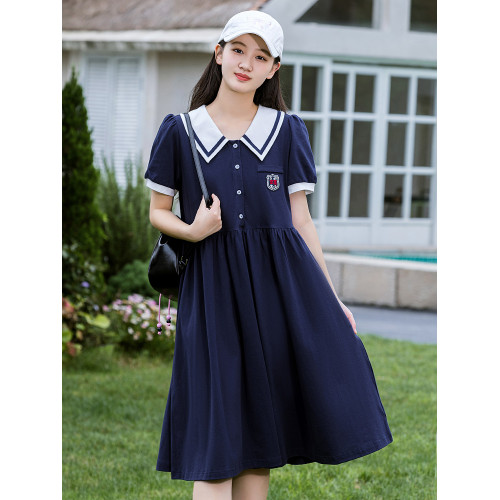 少女連衣裙夏裝2025新款學院風初高中學生洋氣寬松polo裙夏季大童