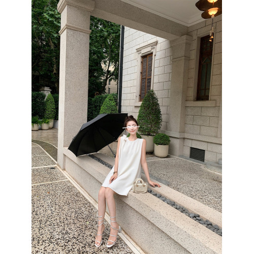 法式氣質初戀蝴蝶結公主裙女2025夏季新款醋酸麻感柔滑垂墜連衣裙