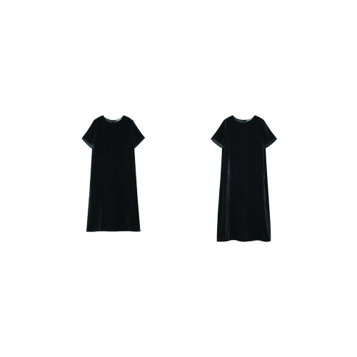 瑪氏嘉敏 夏天穿的真絲絲絨極簡直筒連衣裙 絲絨裙 長短版632239