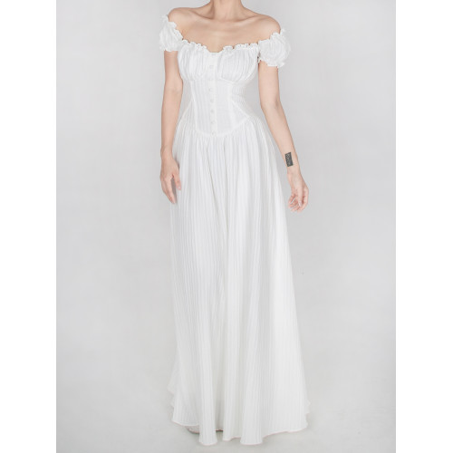 暴雜原創設計 菲萊神廟 女神白色連衣裙海邊埃及度假風一字領長裙 暴雜原創設計 菲萊神廟 女神白色連衣裙海邊埃及度假風一字領長裙