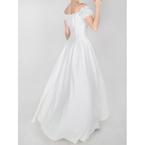 暴雜原創設計 菲萊神廟 女神白色連衣裙海邊埃及度假風一字領長裙 暴雜原創設計 菲萊神廟 女神白色連衣裙海邊埃及度假風一字領長裙