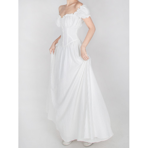 暴雜原創設計 菲萊神廟 女神白色連衣裙海邊埃及度假風一字領長裙 暴雜原創設計 菲萊神廟 女神白色連衣裙海邊埃及度假風一字領長裙