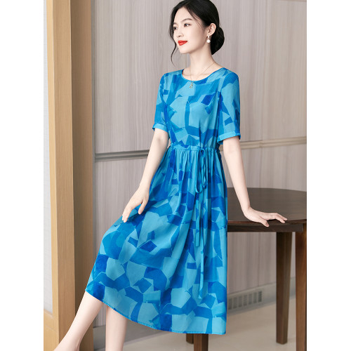 真絲連衣裙女夏季2025新款連身裙法式氣質獨特別致桑蠶絲印花裙子 真絲連衣裙女夏季2025新款連身裙法式氣質獨特別致桑蠶絲印花裙子