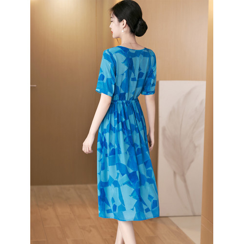 真絲連衣裙女夏季2025新款連身裙法式氣質獨特別致桑蠶絲印花裙子 真絲連衣裙女夏季2025新款連身裙法式氣質獨特別致桑蠶絲印花裙子