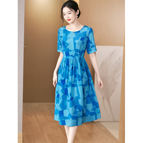 真絲連衣裙女夏季2025新款連身裙法式氣質獨特別致桑蠶絲印花裙子 真絲連衣裙女夏季2025新款連身裙法式氣質獨特別致桑蠶絲印花裙子