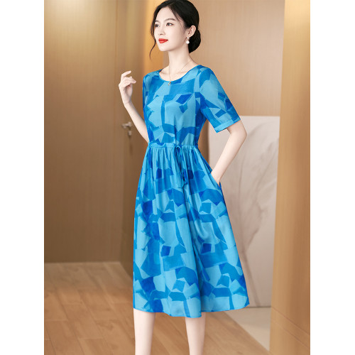 真絲連衣裙女夏季2025新款連身裙法式氣質獨特別致桑蠶絲印花裙子 真絲連衣裙女夏季2025新款連身裙法式氣質獨特別致桑蠶絲印花裙子